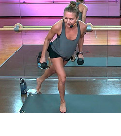 Jenny Heap teaching Bootcamp workouts online at Community Fitness