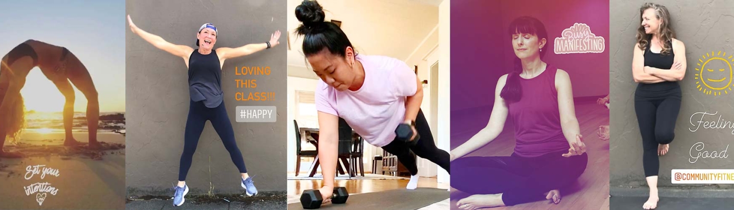 Connect virtually to our online pilates community via social media