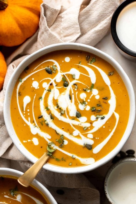 Image and recipe credit: Ahead of Thyme. Coconut Curry Pumpkin Soup